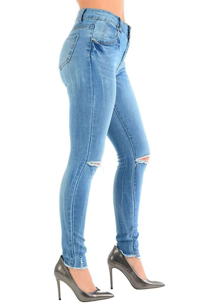 Marliah Ripped Knee Denim Skinny Jeans - bejealous-com