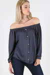 Marnie Off Shoulder Button Front Top - bejealous-com