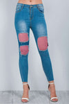 Marnie Pink Mesh Ripped Knee Jeans - bejealous-com