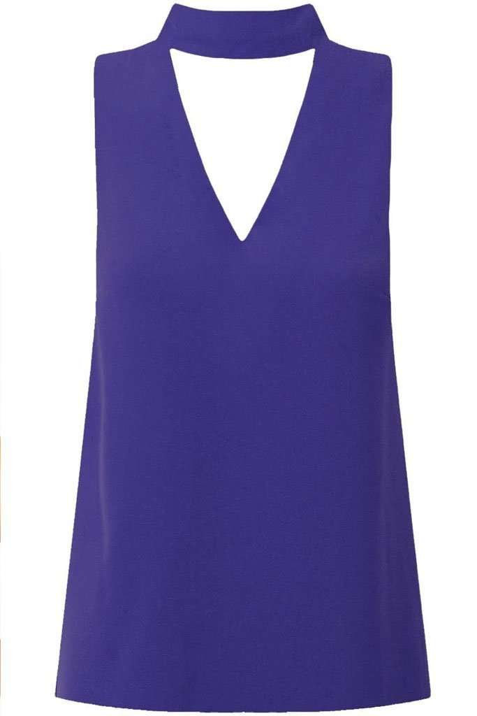 Marsie Sleeveless Choker Neck Vest Top - bejealous-com