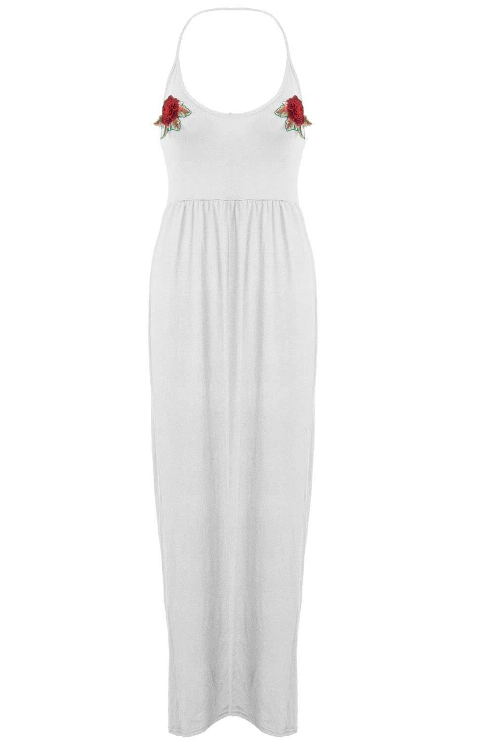 Martha Halter Neck Floral Embroidered Maxi Dress - bejealous-com