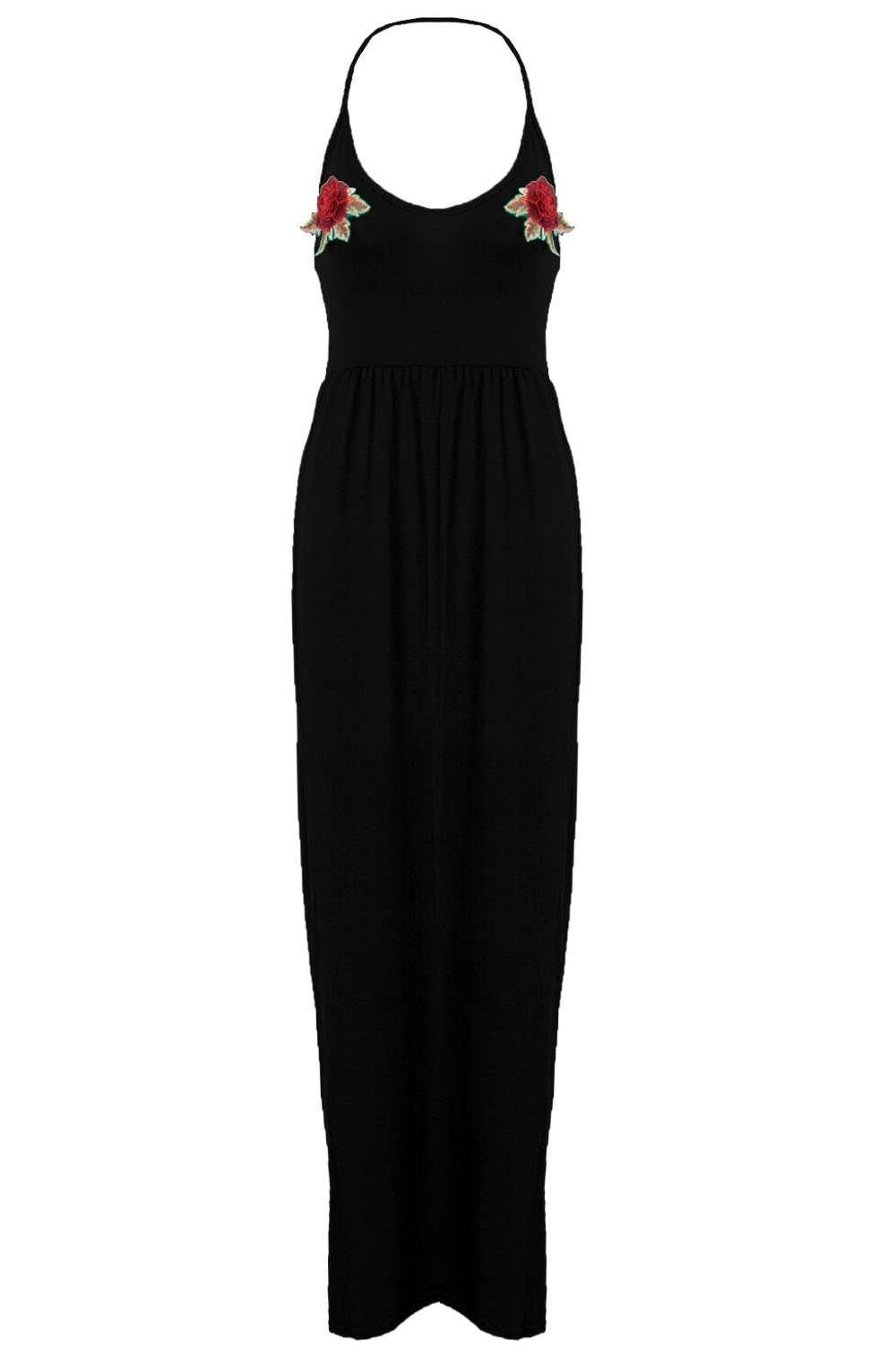 Martha Halter Neck Floral Embroidered Maxi Dress - bejealous-com