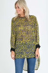 Masie Dog Tooth Chiffon Dipped Hem Top - bejealous-com