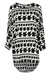 Masie Dog Tooth Chiffon Dipped Hem Top - bejealous-com