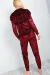 Maya Frilly Faux Velvet Lounge Wear Tracksuit - bejealous-com