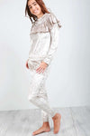 Maya Frilly Faux Velvet Lounge Wear Tracksuit - bejealous-com