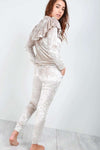 Maya Frilly Faux Velvet Lounge Wear Tracksuit - bejealous-com