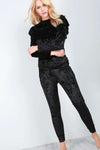 Maya Frilly Faux Velvet Lounge Wear Tracksuit - bejealous-com