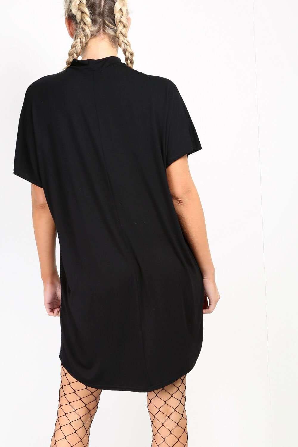 Meela Choker Neck Oversized Tshirt Dress - bejealous-com