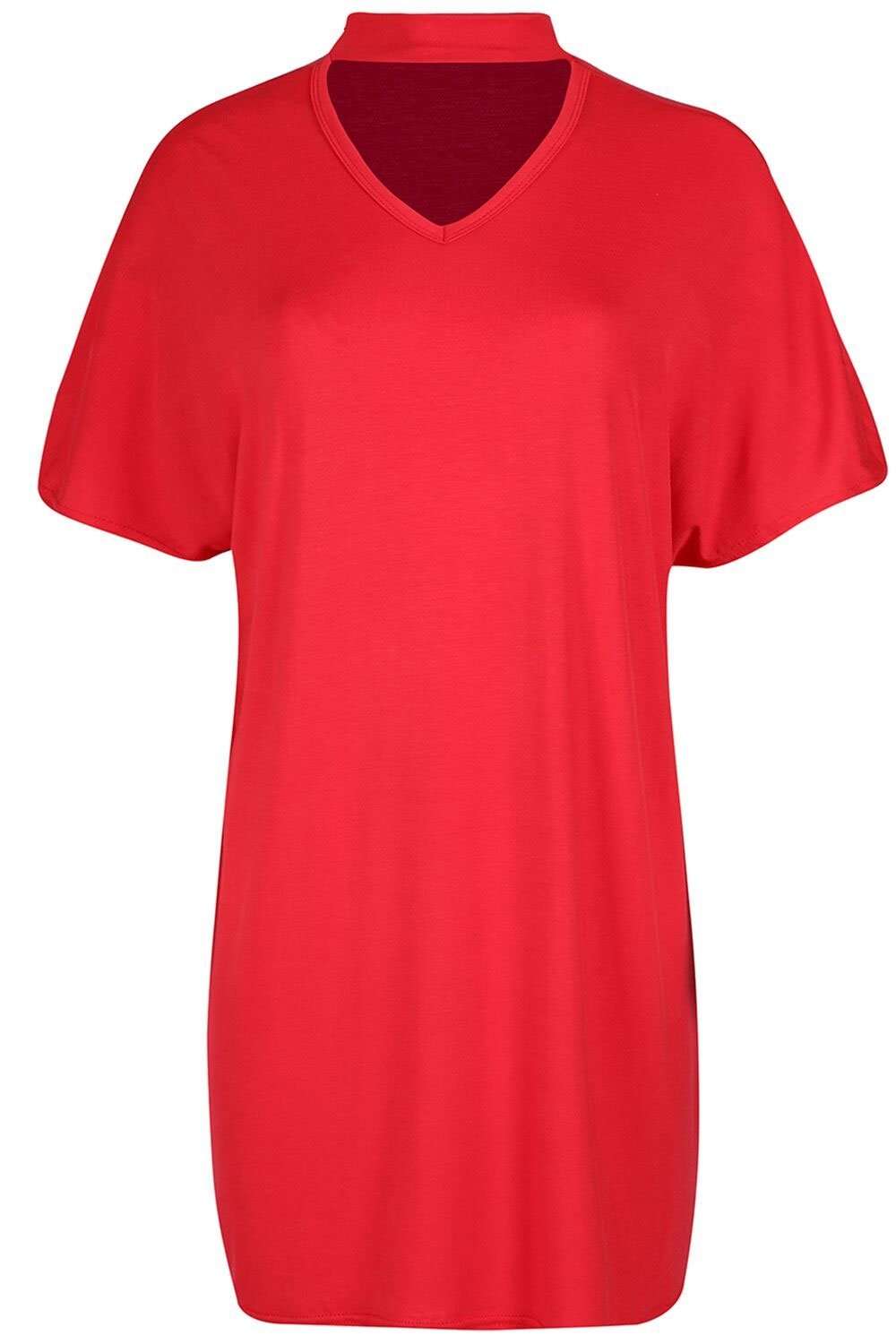 Meela Choker Neck Oversized Tshirt Dress - bejealous-com