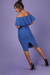 Meela Pin Stripe Off The Shoulder Bodycon Dress - bejealous-com