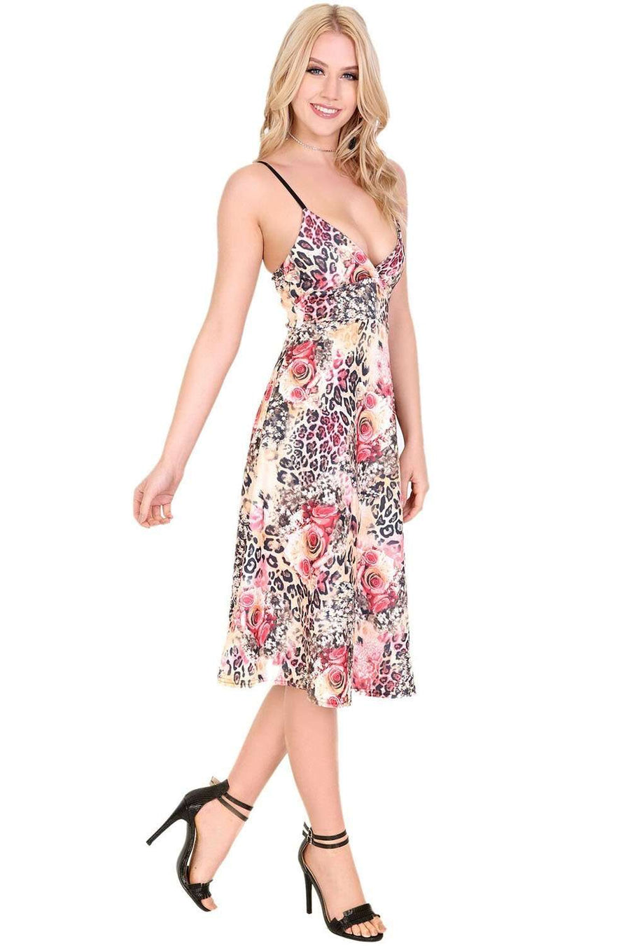 Melissa Pink Leopard Print Midi Swing Dress - bejealous-com