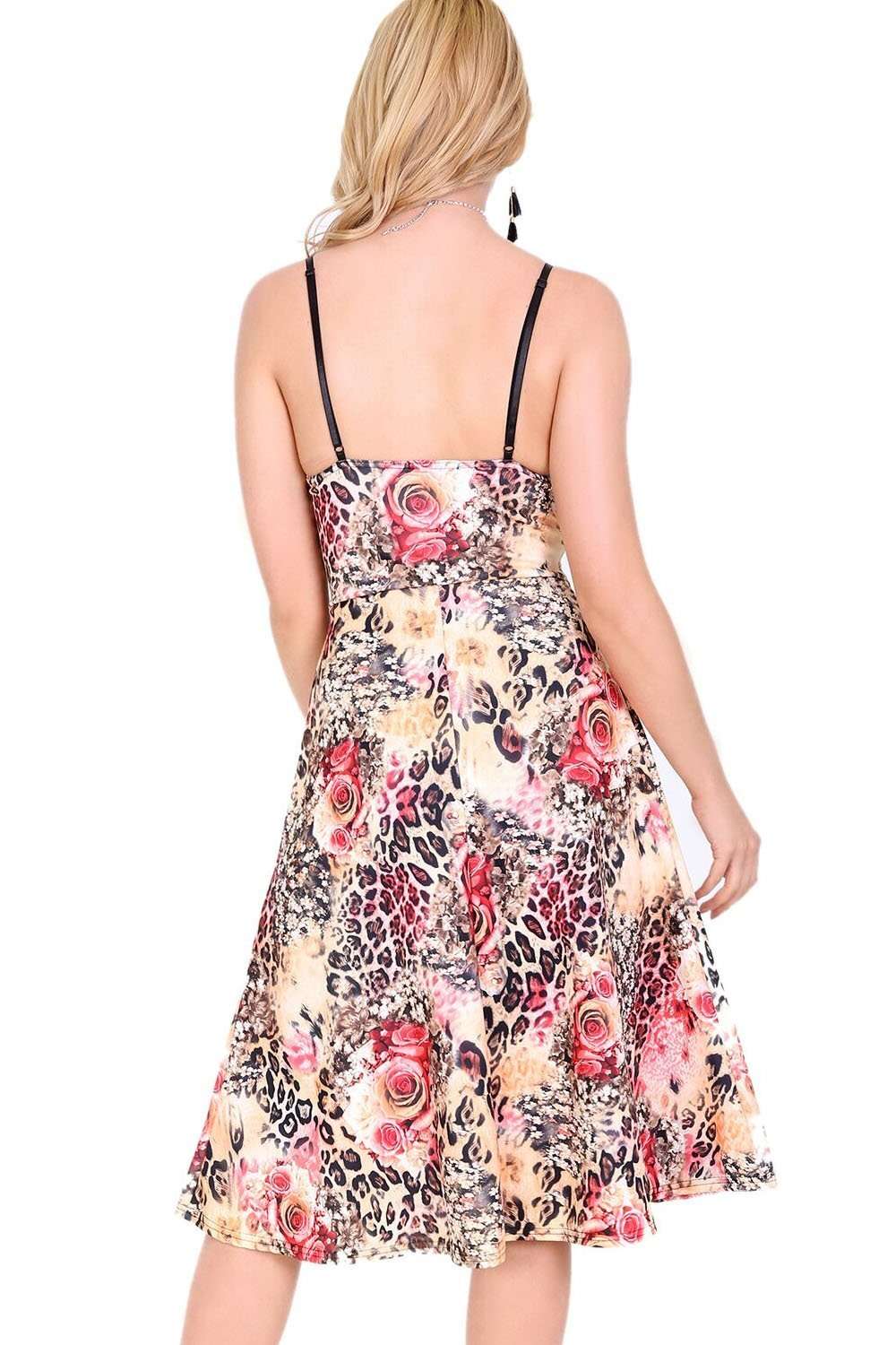 Melissa Pink Leopard Print Midi Swing Dress - bejealous-com