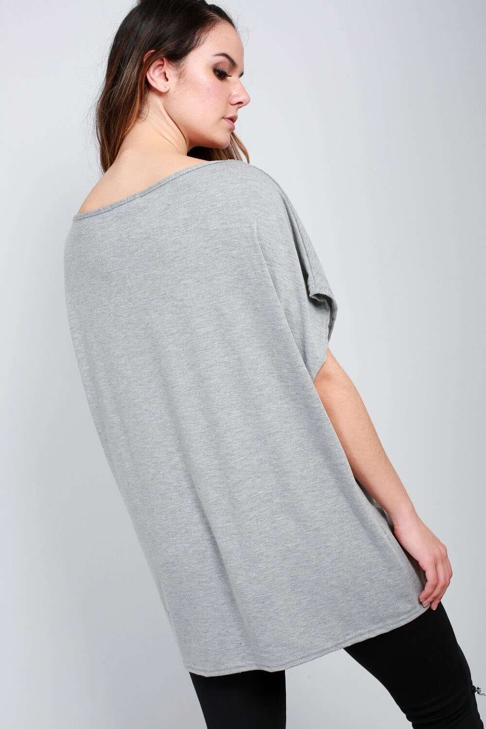 MIa Off Shoulder Slogan Print Oversize Tshirt - bejealous-com