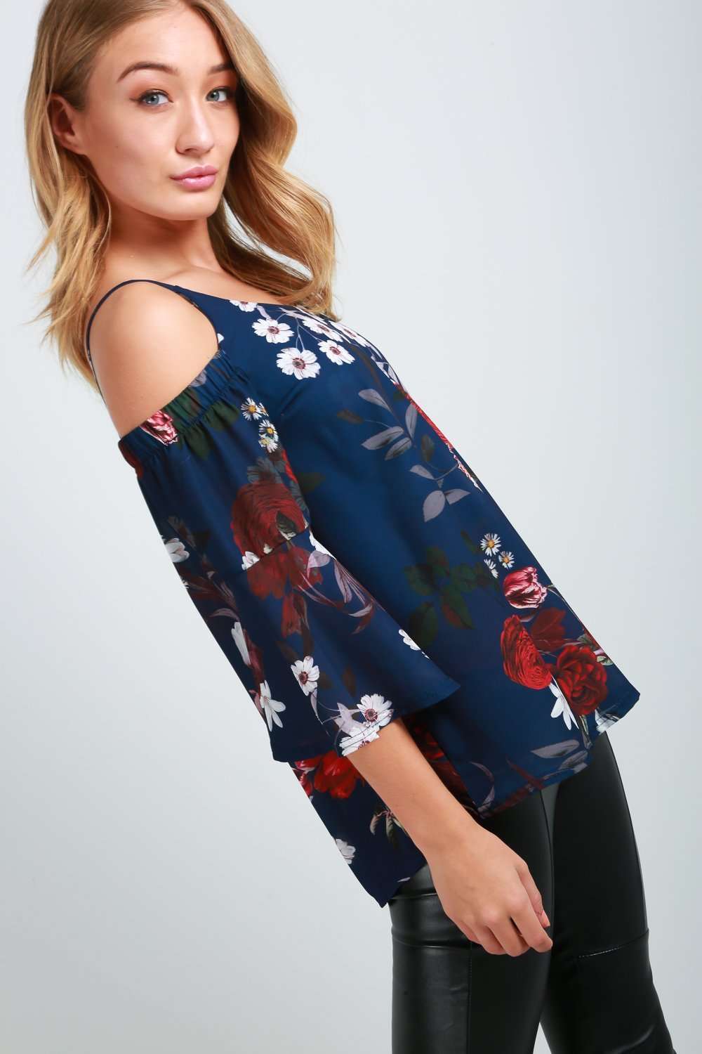 Miah Cold Shoulder Floral Top - bejealous-com