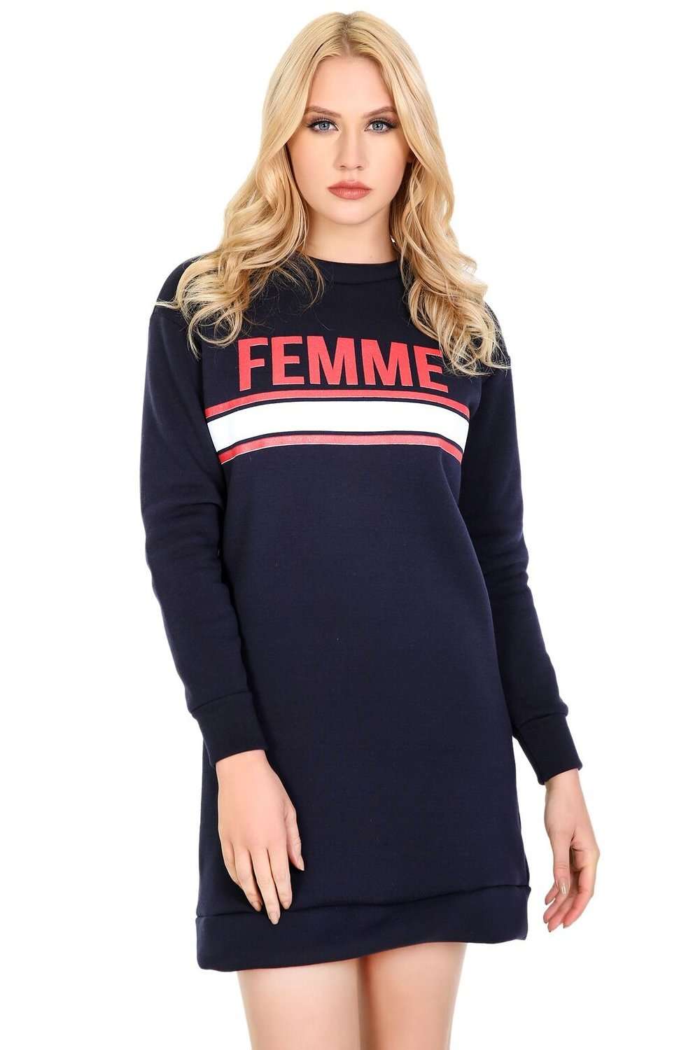 Miah Femme Slogan Print Sweatshirt Dress - bejealous-com