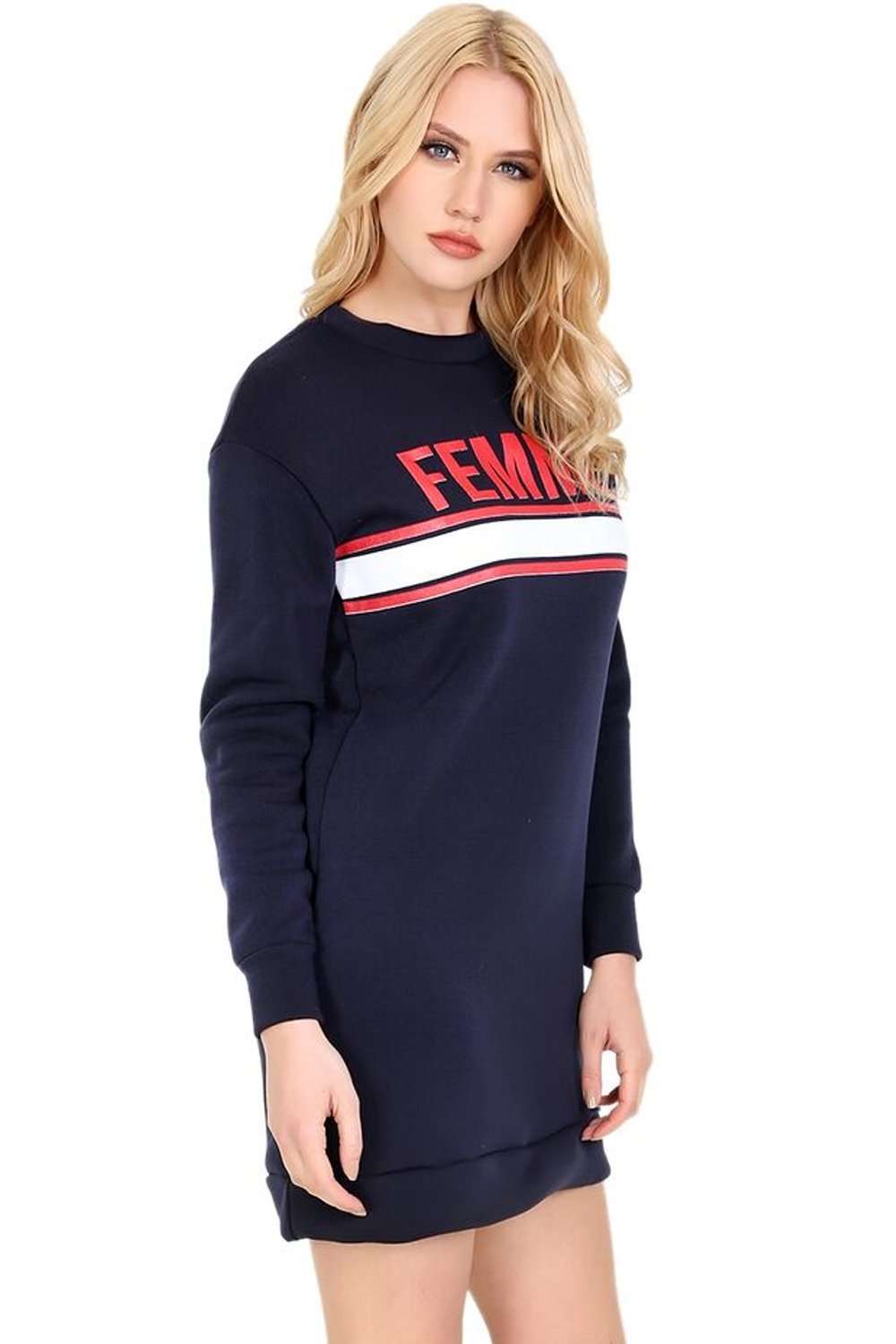 Miah Femme Slogan Print Sweatshirt Dress - bejealous-com
