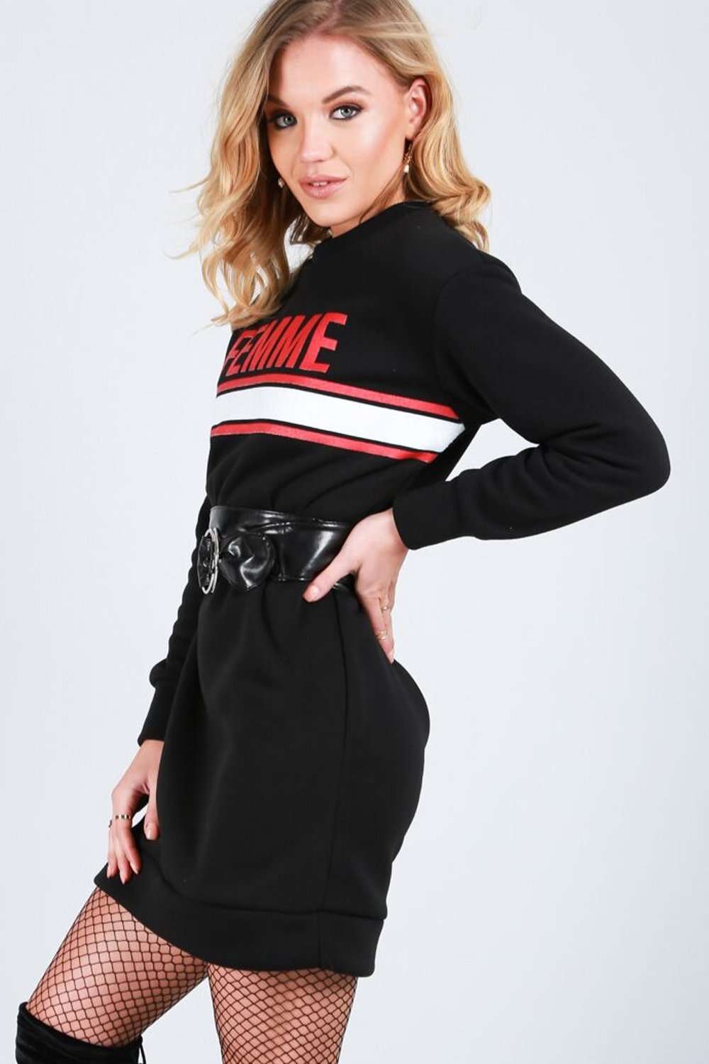 Miah Femme Slogan Print Sweatshirt Dress - bejealous-com