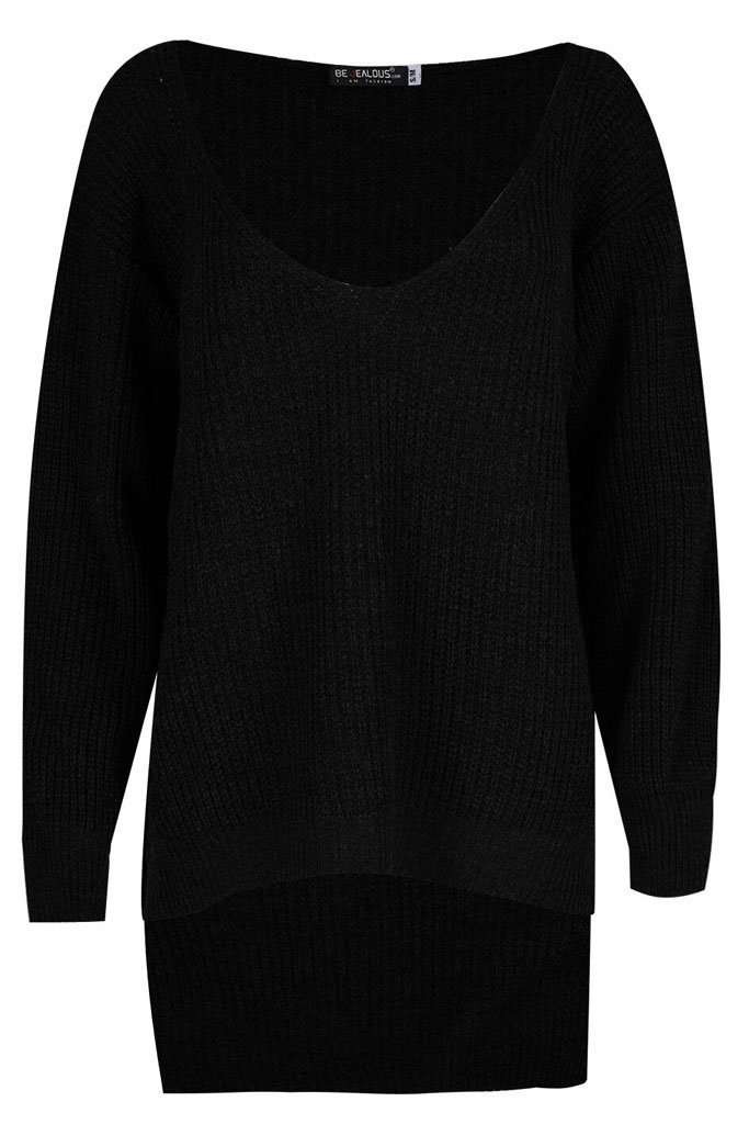 Miah Vneck Off Shoulder Knitted Jumper - bejealous-com