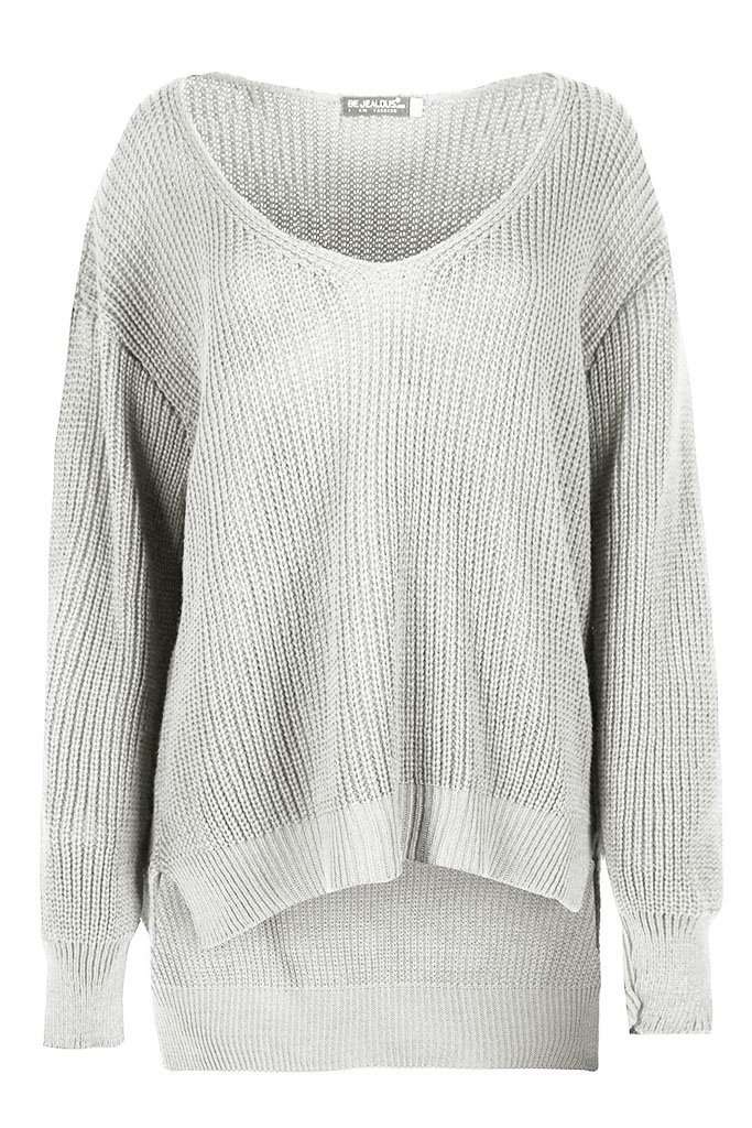 Miah Vneck Off Shoulder Knitted Jumper - bejealous-com