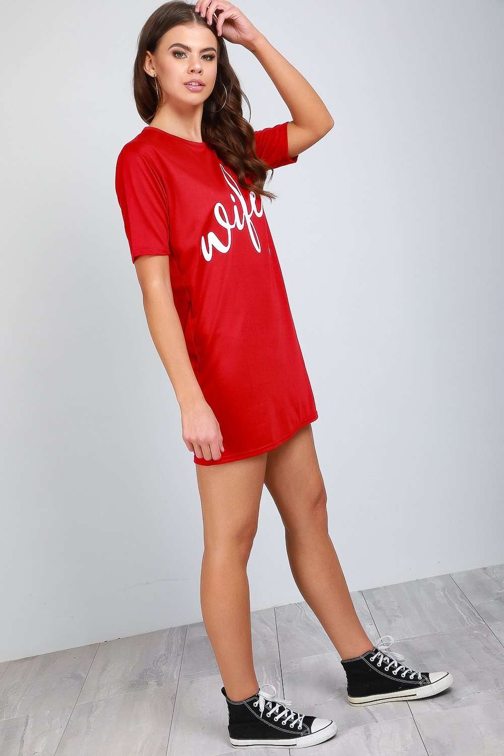 Mian Oversized Wifey Slogan Print Night Dress - bejealous-com