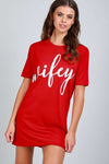 Mian Oversized Wifey Slogan Print Night Dress - bejealous-com