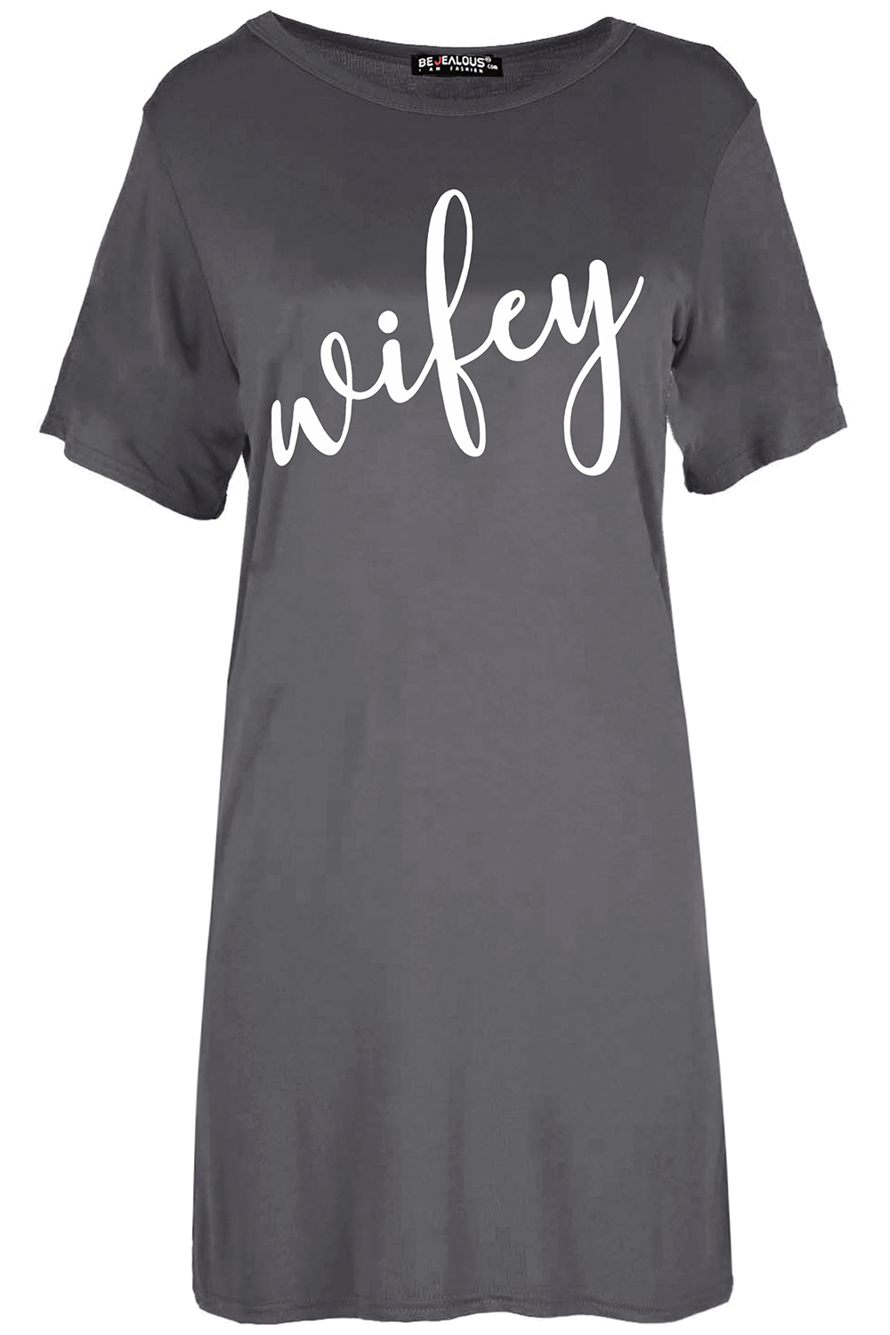 Mian Oversized Wifey Slogan Print Night Dress - bejealous-com