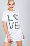 Miana Heart Slogan Print Tshirt Dress - bejealous-com