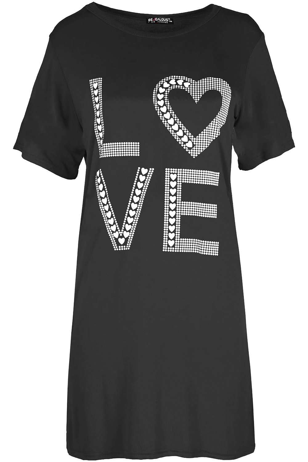 Miana Heart Slogan Print Tshirt Dress - bejealous-com