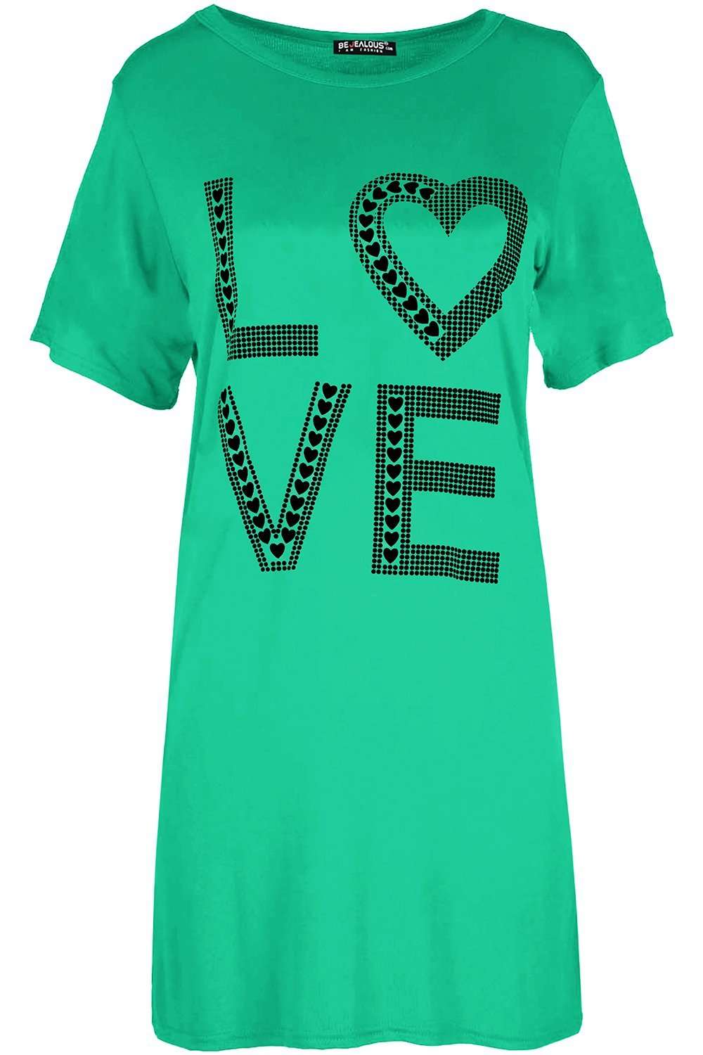 Miana Heart Slogan Print Tshirt Dress - bejealous-com