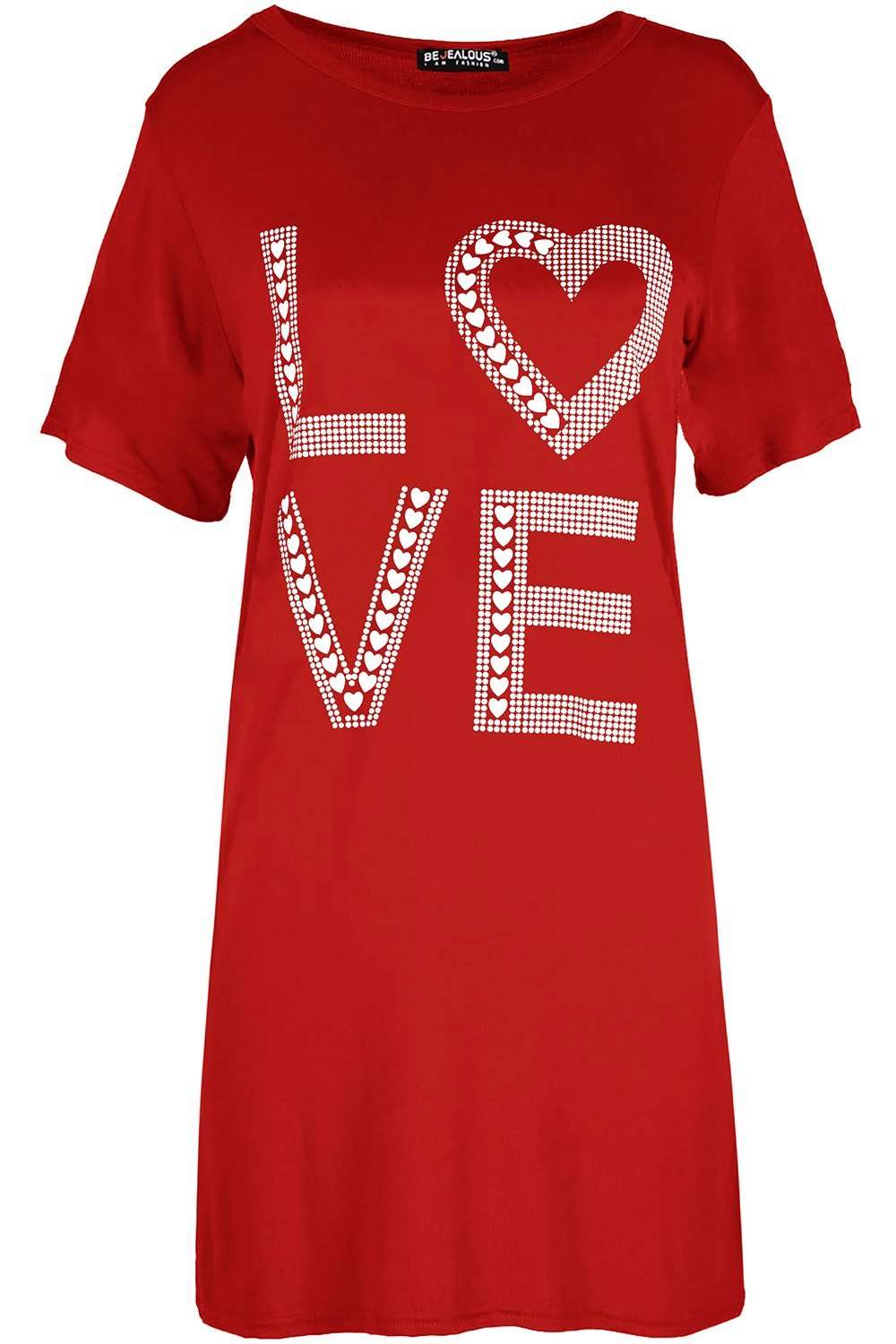 Miana Heart Slogan Print Tshirt Dress - bejealous-com