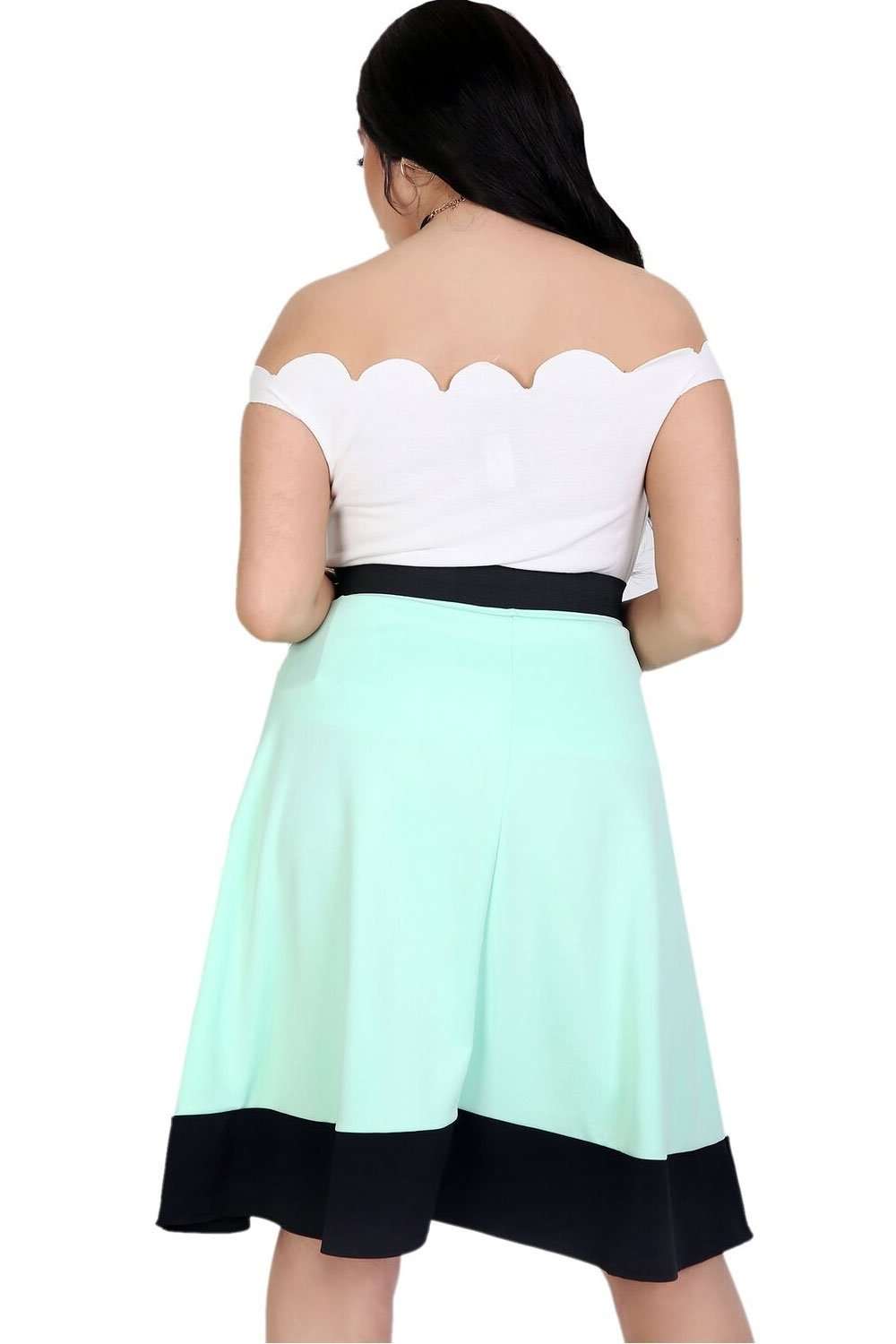 Michelle Scuba Panelled Midi Skater Skirt - bejealous-com