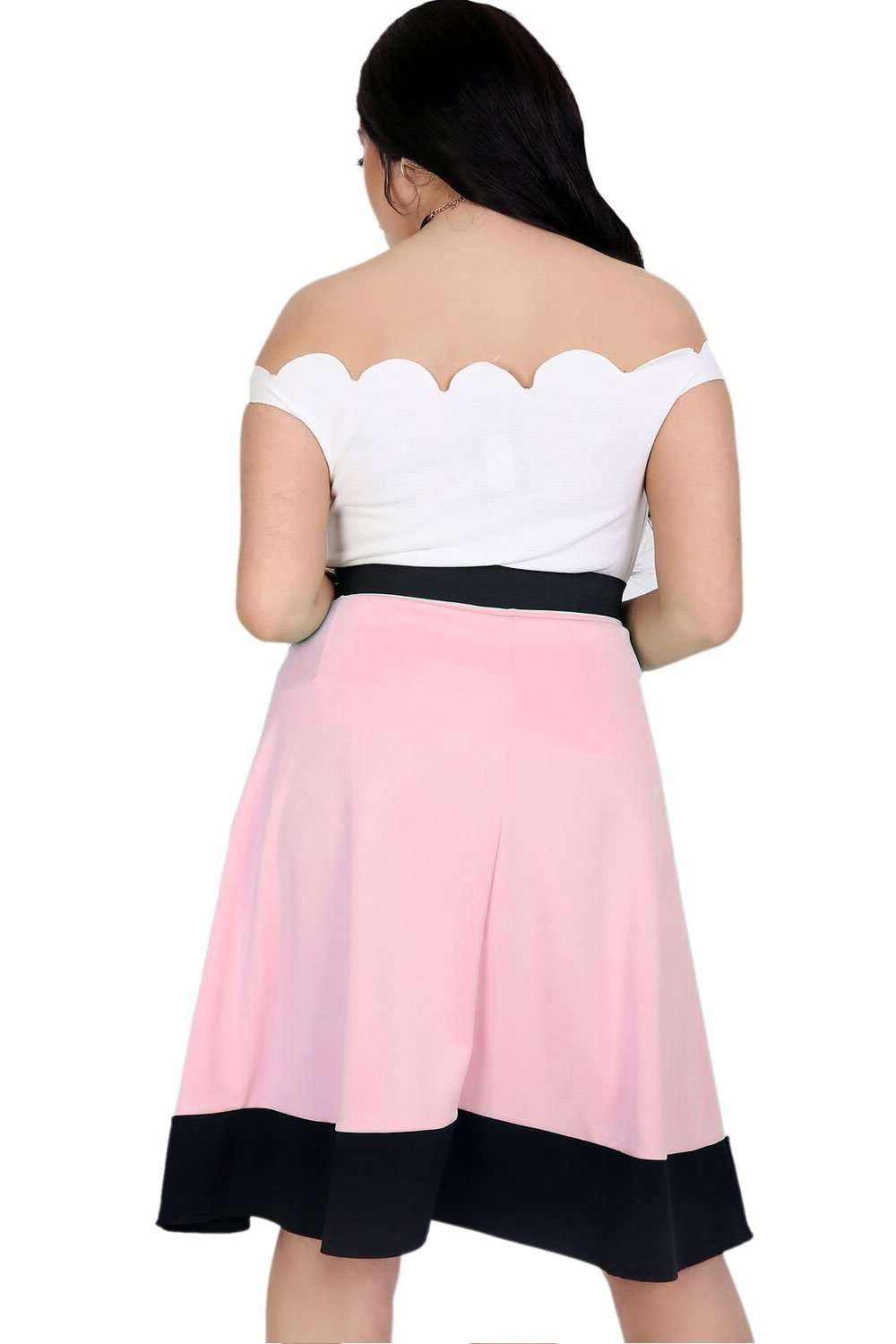 Michelle Scuba Panelled Midi Skater Skirt - bejealous-com