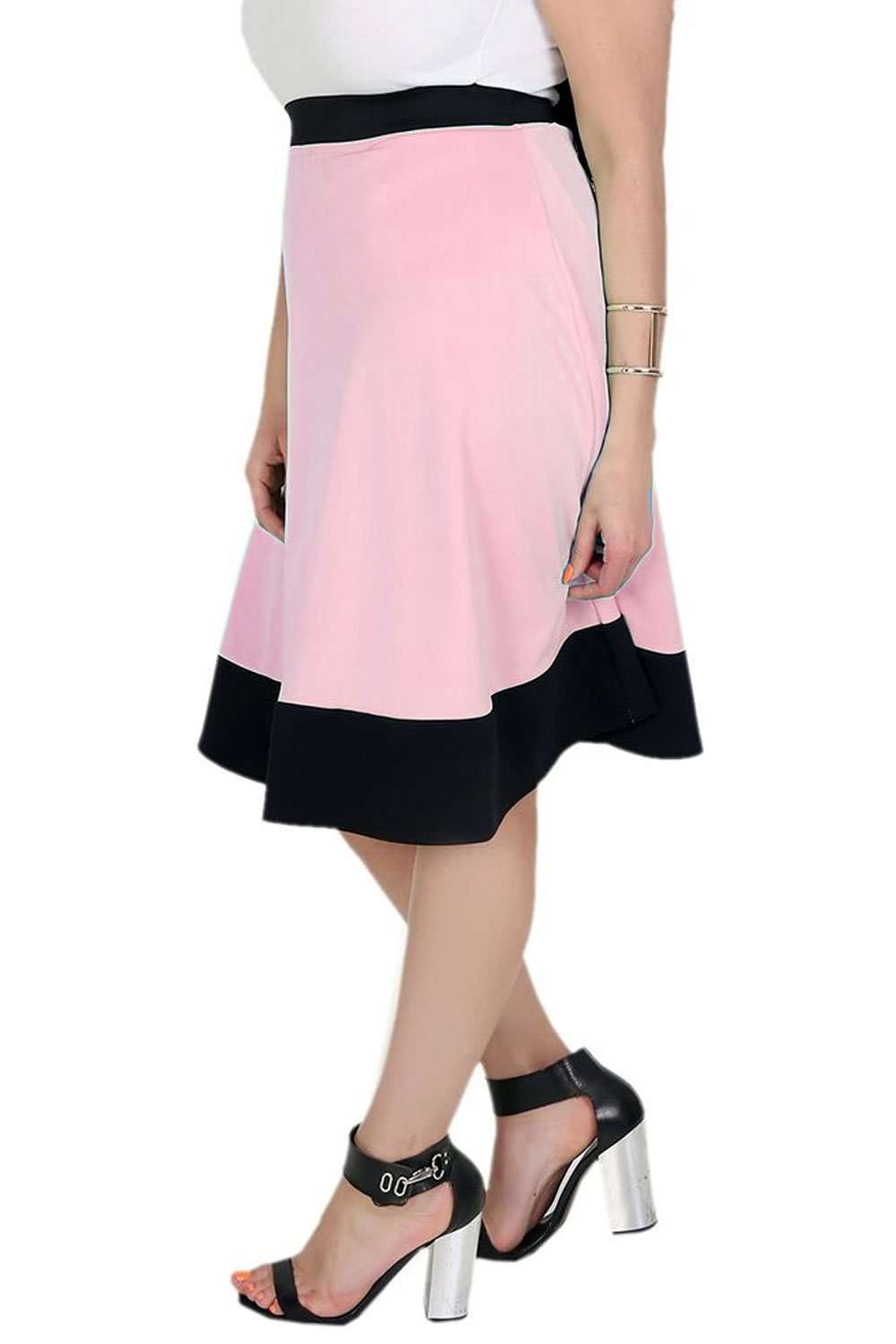 Michelle Scuba Panelled Midi Skater Skirt - bejealous-com