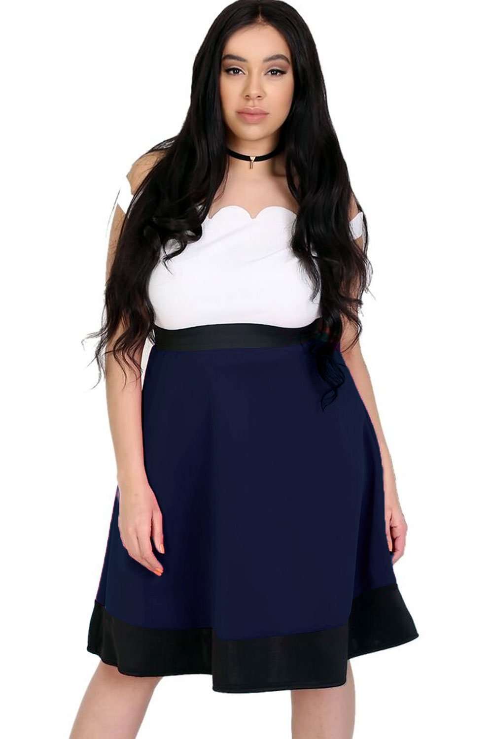 Michelle Scuba Panelled Midi Skater Skirt - bejealous-com
