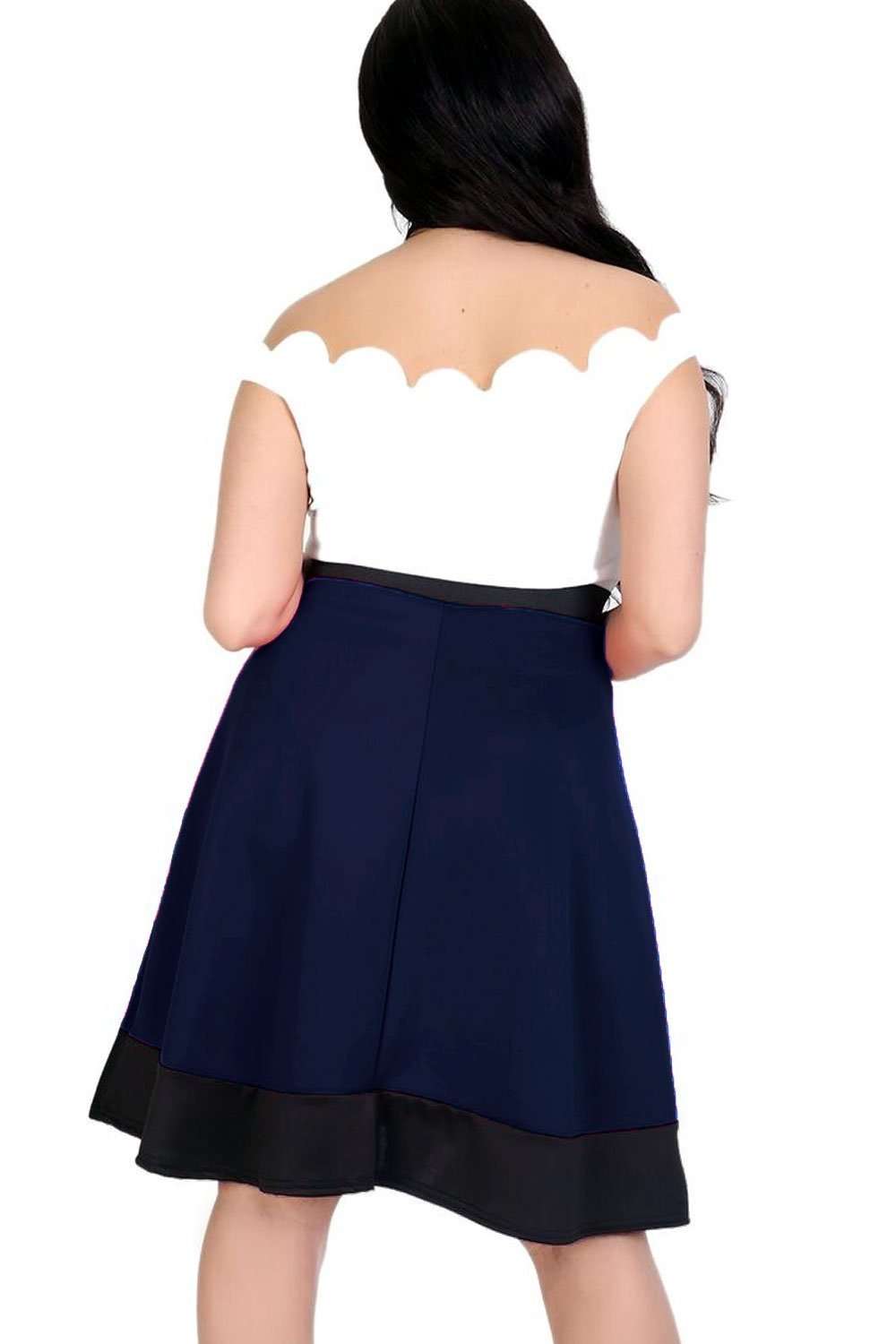 Michelle Scuba Panelled Midi Skater Skirt - bejealous-com
