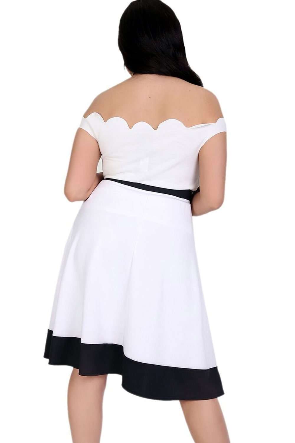 Michelle Scuba Panelled Midi Skater Skirt - bejealous-com