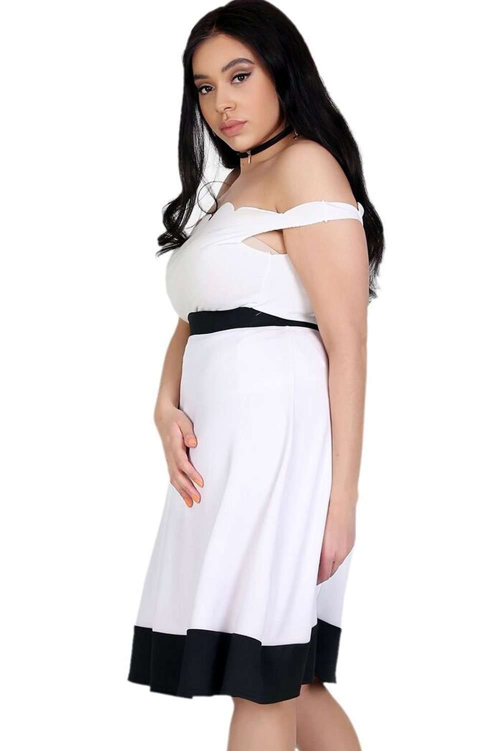 Michelle Scuba Panelled Midi Skater Skirt - bejealous-com