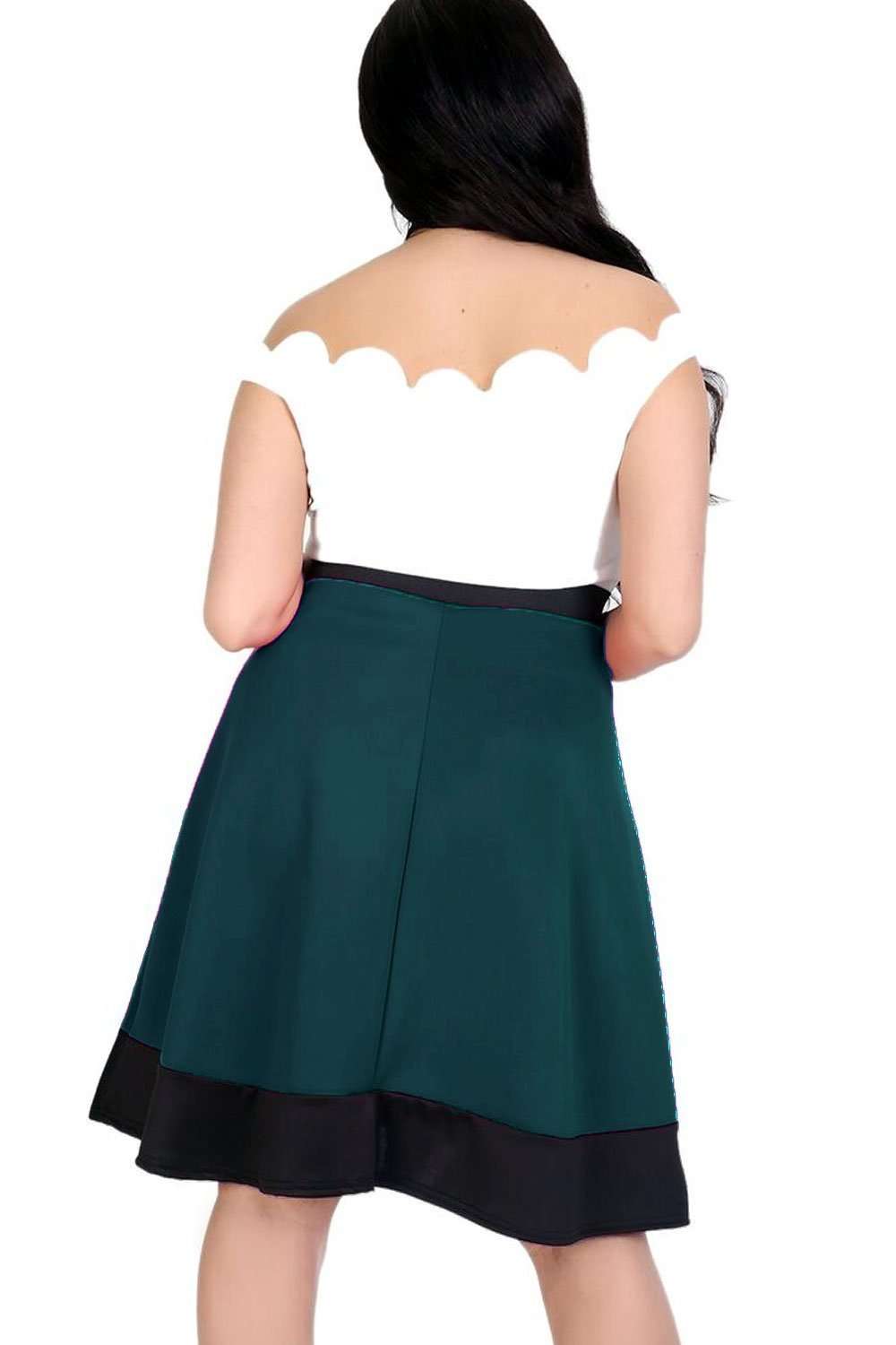 Michelle Scuba Panelled Midi Skater Skirt - bejealous-com