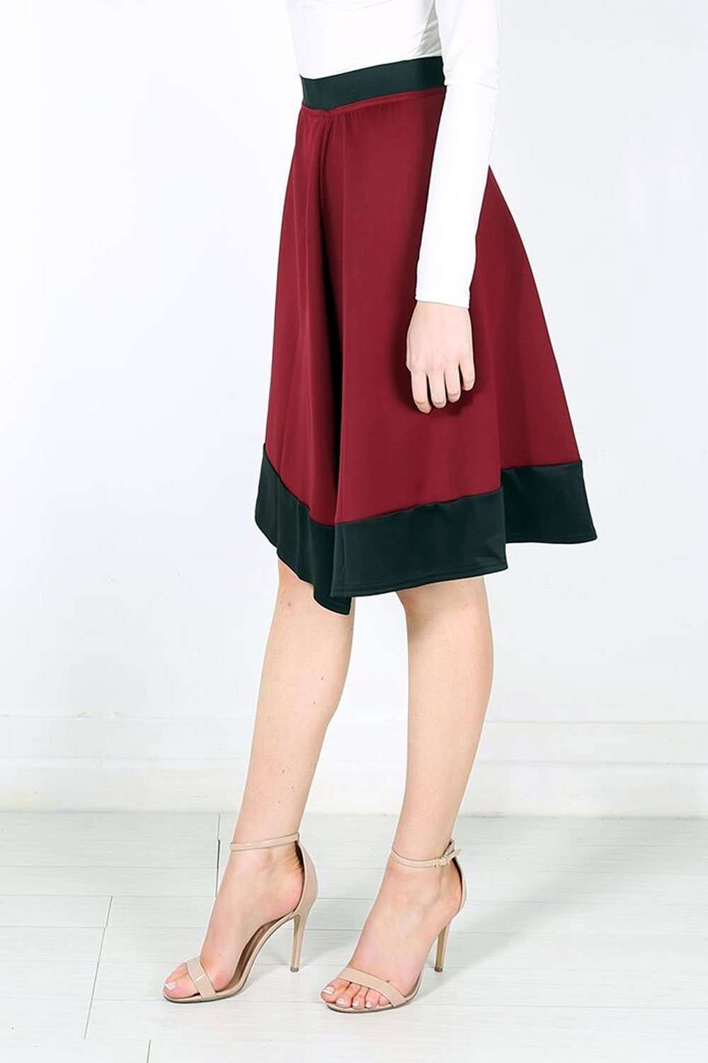 Michelle Scuba Panelled Midi Skater Skirt - bejealous-com