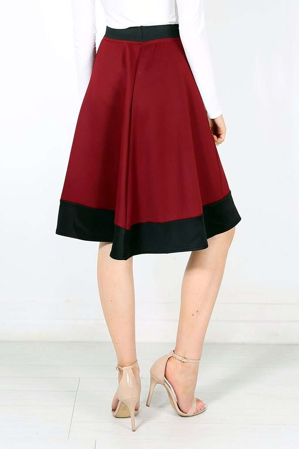 Michelle Scuba Panelled Midi Skater Skirt - bejealous-com