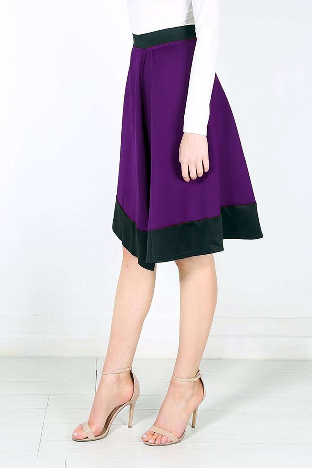 Michelle Scuba Panelled Midi Skater Skirt - bejealous-com