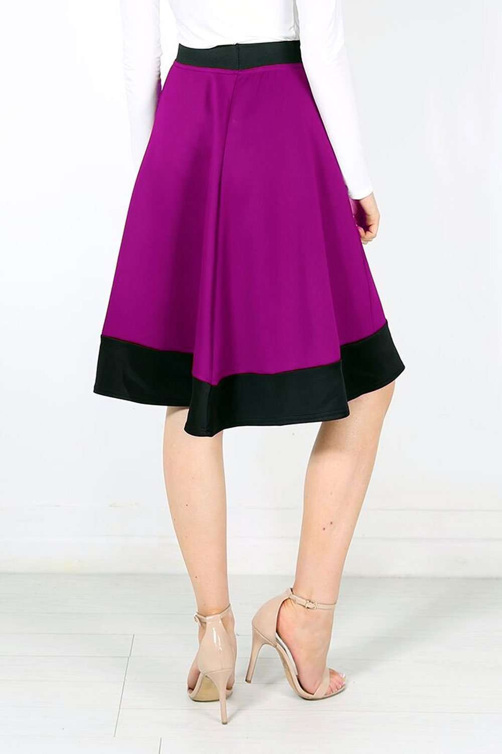 Michelle Scuba Panelled Midi Skater Skirt - bejealous-com
