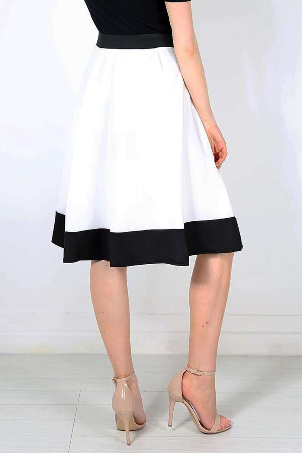 Michelle Scuba Panelled Midi Skater Skirt - bejealous-com