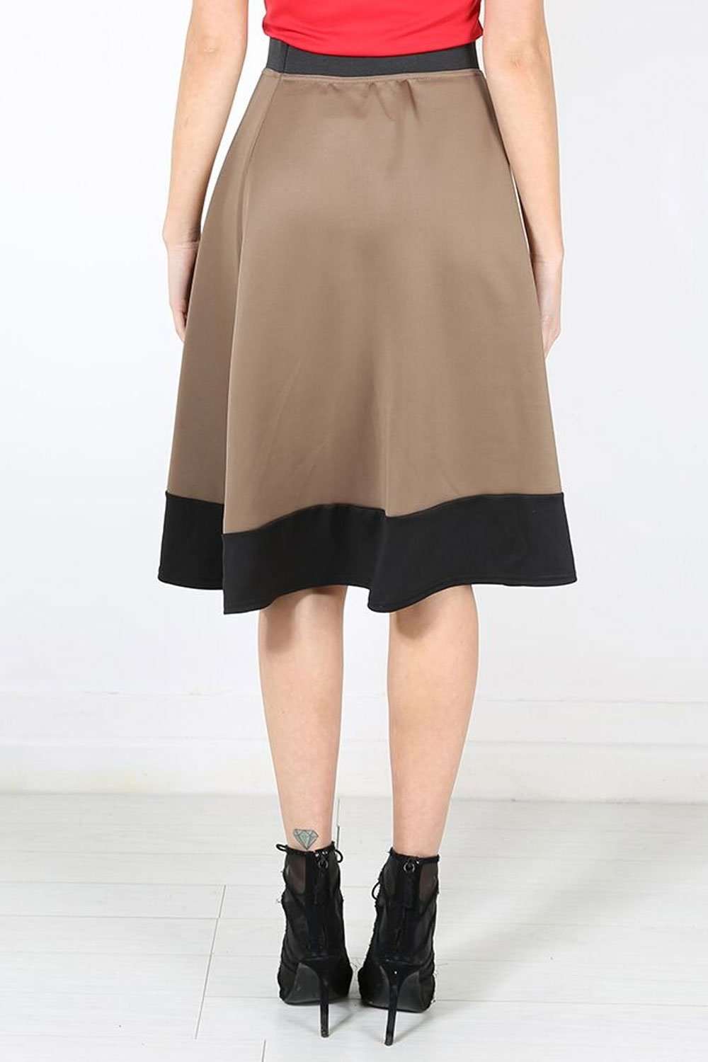 Michelle Scuba Panelled Midi Skater Skirt - bejealous-com