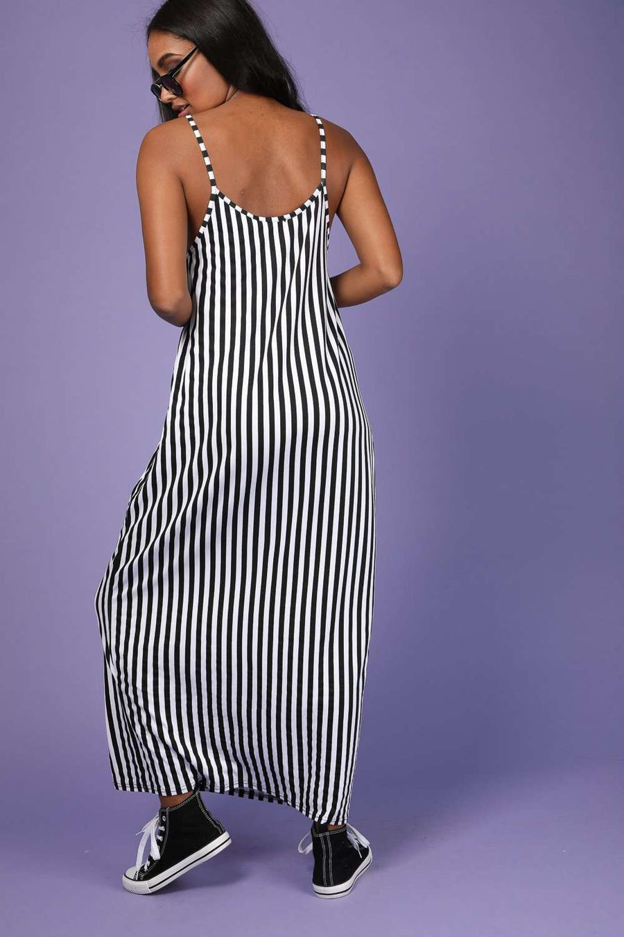 Mika Monochrome Striped Cami Maxi Dress - bejealous-com