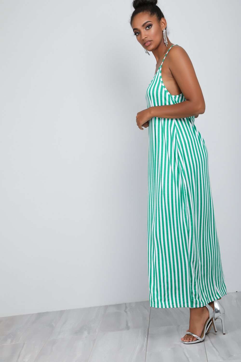 Strappy Red Striped Baggy Maxi Dress - bejealous-com