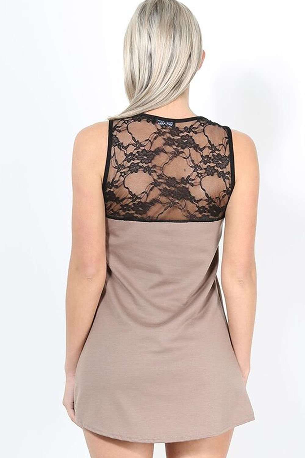 Mila Floral Lace Brooch Curved Hem Vest Top - bejealous-com