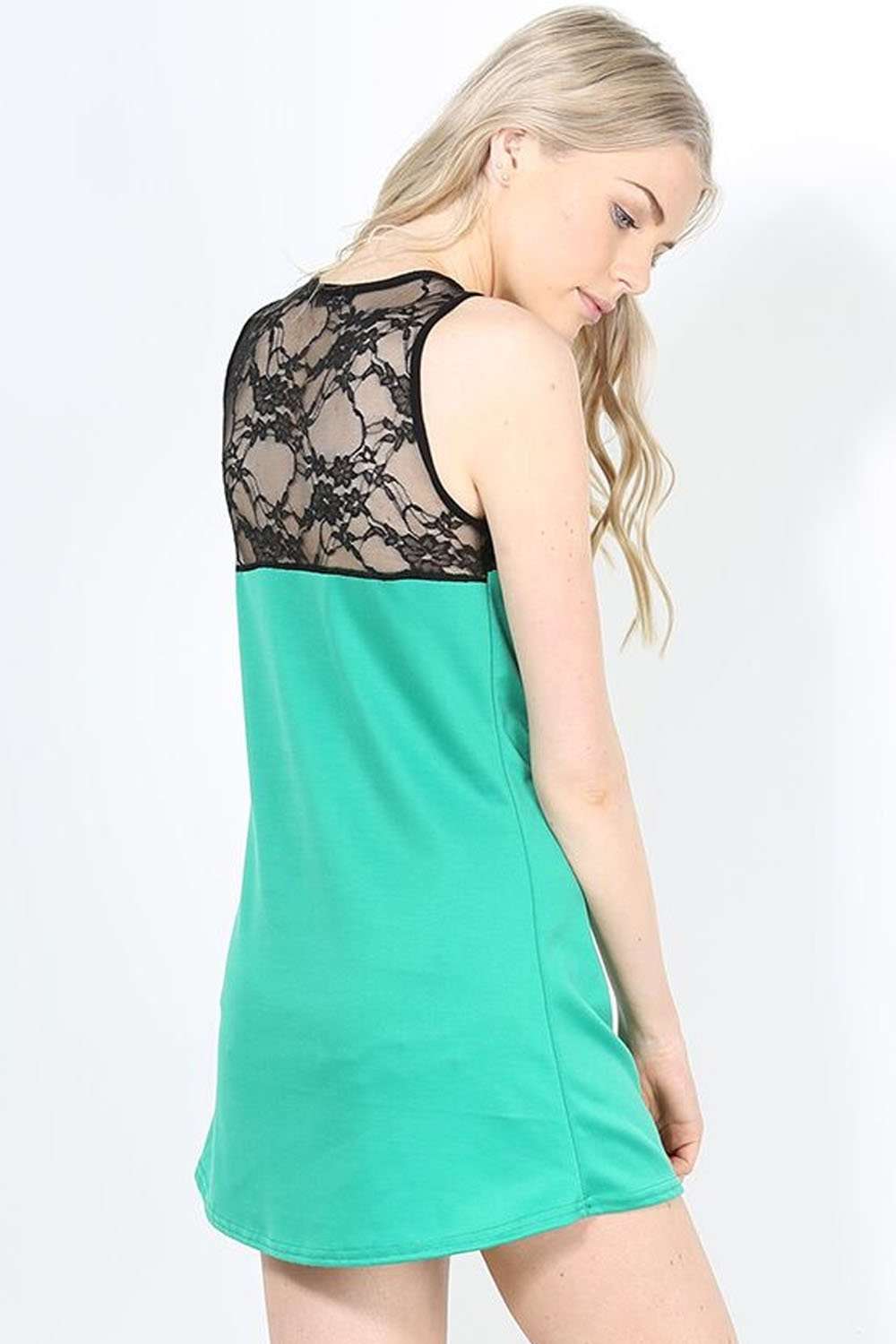 Mila Floral Lace Brooch Curved Hem Vest Top - bejealous-com