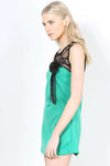 Mila Floral Lace Brooch Curved Hem Vest Top - bejealous-com